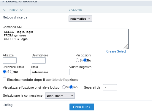 print connessione su select